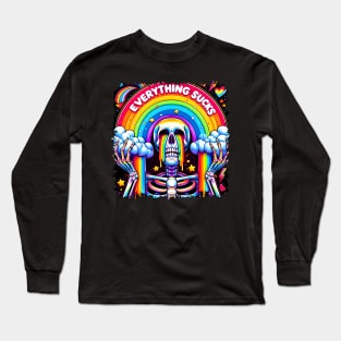 "Everything Sucks" Crying Skeleton Long Sleeve T-Shirt